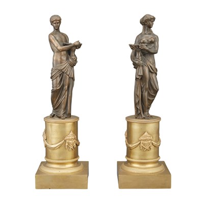 Lot 372 - Pair of Empire Style Gilt and Patinated-Bronze...