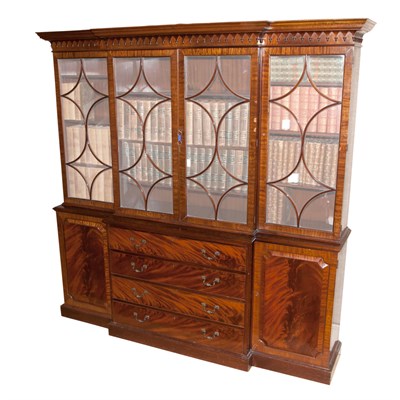 Lot 300 - George III Style Mahogany Breakfront Bookcase...