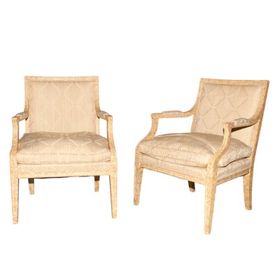 Lot 519 - Pair of Neoclassical Faux Painted Armchairs
