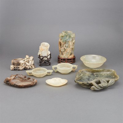 Lot 263 - Group of Asian Jade and Hardstone Articles...