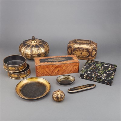 Lot 449A - Group of Ten Lacquered and Gilt Decorated...