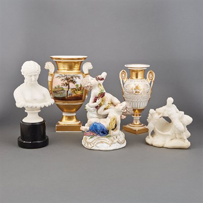 Lot 388A - Two Paris Porcelain Vases; Together with a...