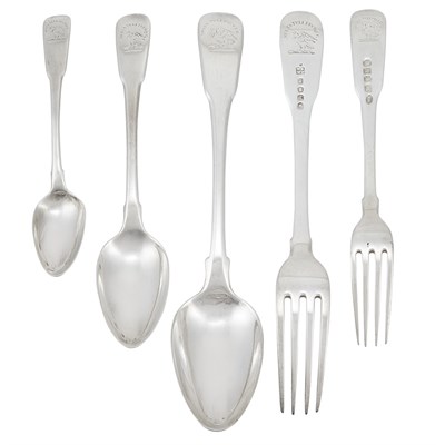 Lot 157 - Assembled George III Silver Flatware Service...