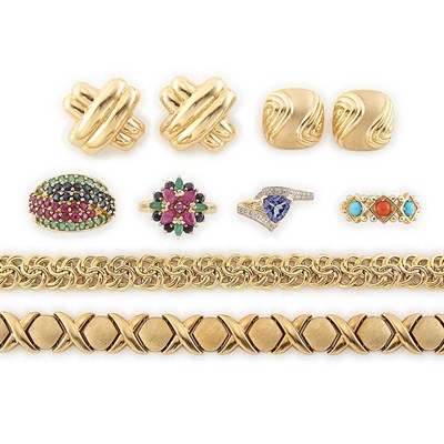 Lot 1499 - Group of Gold, Low Karat Gold, Silver and Gold-Filled Jewelry
