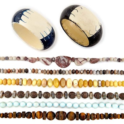 Lot 1497 - Group of Bead Necklaces and Plastic Bangles