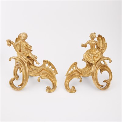 Lot 303 - Pair of Louis XV Style Gilt-Bronze Figural...