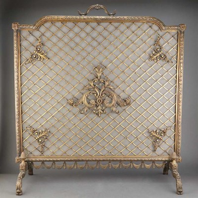 Lot 334 - Louis XVI Style Metal Fireplace Screen Of...