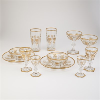 Lot 203 - Baccarat Gilt Decorated Glass Part Table...