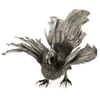 Lot 90 - Silver Fighting Rooster