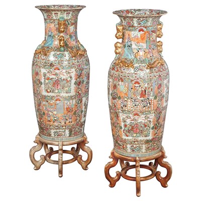 Lot 101 - Pair of Chinese Rose Medallion Porcelain Floor...