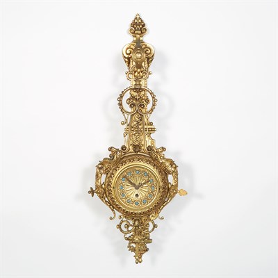 Lot 89 - Spanish Renaissance Style Brass Cartel Clock...