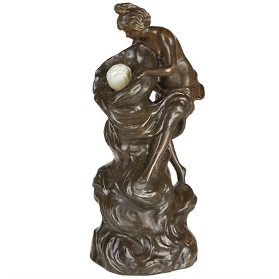 Lot 406 - French Art Nouveau Bronze Figural Lamp After a...