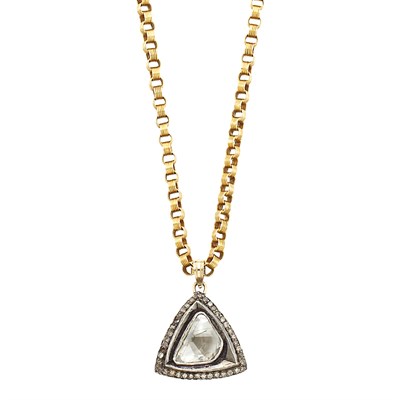 Lot 1065 - Low Karat Gold, Metal and Foiled-Back Diamond Pendant with Chain Necklace