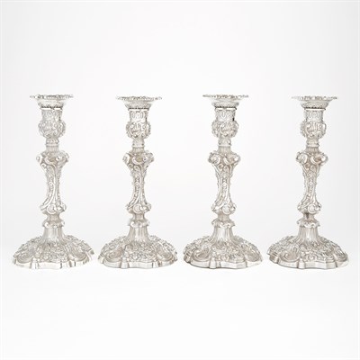 Lot 209 - Set of Four George IV Silver Candlesticks John...