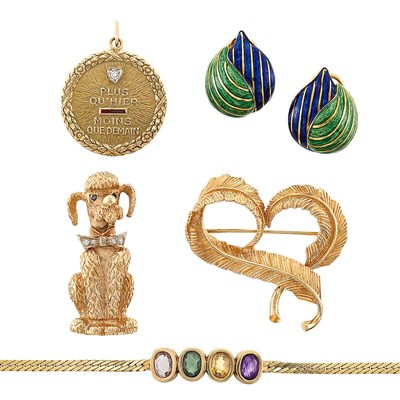 Lot 1425 - Group of Gold, Enamel, Gem-Set and Diamond Jewelry
