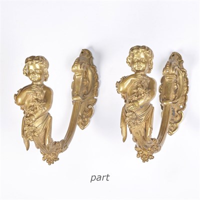 Lot 388 - Set of Six Louis XVI Style Gilt-Bronze Figural...