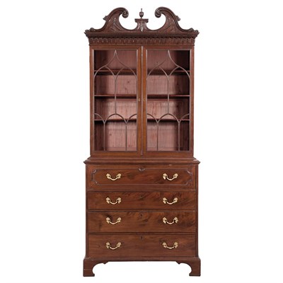 Lot 411 - George III Mahogany Secretaire Bookcase Circa...