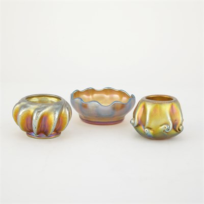 Lot 428 - Three Tiffany Favrile Glass Salt Cellars First...