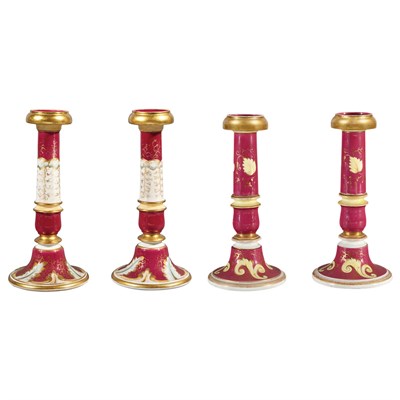 Lot 236 - Two Pairs of Russian Gilt Decorated Porcelain...