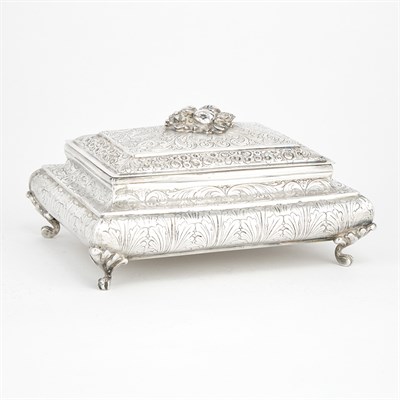 Lot 218 - Continental Silver Jewelry Box 20th Century Of...