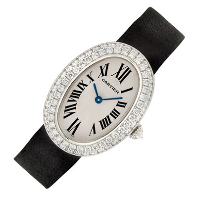 Lot 323 - Lady's White Gold and Diamond 'Baignoire' Wristwatch, Cartier