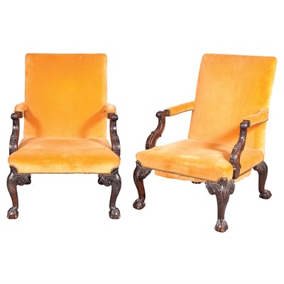 Lot 220 - Pair of George II Style Mahogany Library...