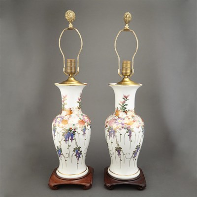 Lot 377 - Pair of Japanese Style Floral Decorated...