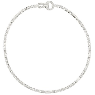 Lot 327 - White Gold and Diamond 'Agraffe' Necklace, Cartier, France