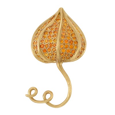 Lot 9 - Gold and Orange Garnet Flower Brooch, Angela Cummings