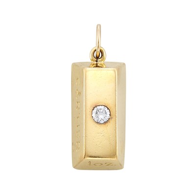 Lot 3 - Gold and Diamond Bar Pendant, Cartier