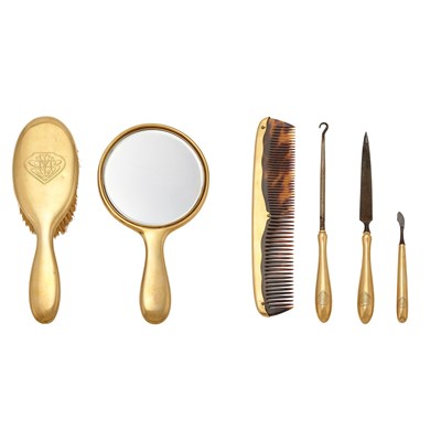 Lot 195 - Gorham 14 Kt. Gold Dresser Set Comprising a...
