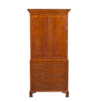 Lot 279 - George III Style Yewwood Linen Press Height 7...