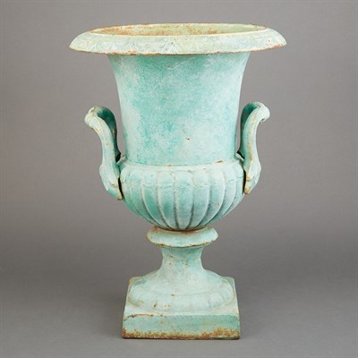 Lot 329 - Pair of Weathered Metal Garden Urns Height 17...