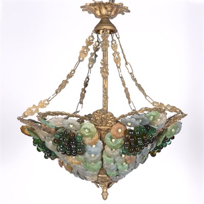 Lot 311 - Art Deco Style Gilt-Metal and Glass Four-Light...