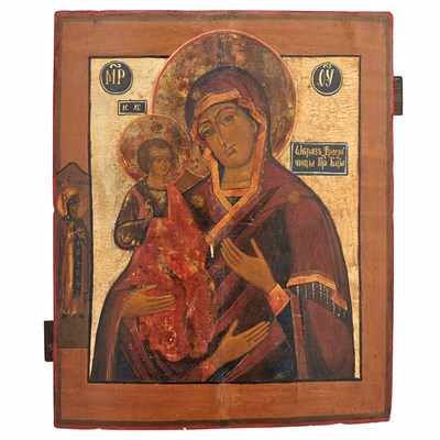 Lot 235 - Russian Painted Wood Icon of the Mother of God...