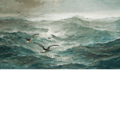 Lot 54 - Edward Moran American, 1829-1901 Gulls Soaring...