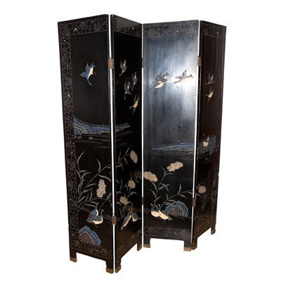 Lot 527 - Chinese Hardwood Four-Panel Screen Height 71...