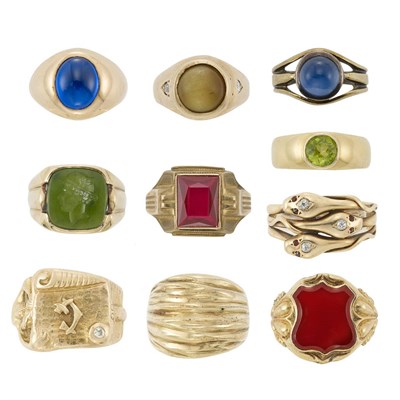 Lot 1374 - Group of Gold and Low Karat Gold Rings