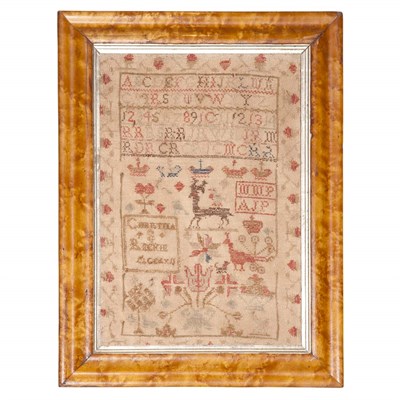 Lot 446 - Needlepoint Sampler in a Maple Frame Height...