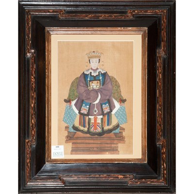 Lot 299 - Chinese Ancestral Portrait Ink and color on...