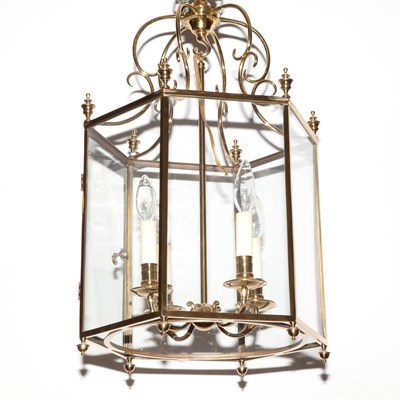 Lot 458 - Georgian Style Brass Four-Light Hall Lantern...