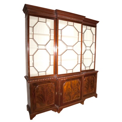 Lot 490 - George III Style Mahogany Breakfront Bookcase...