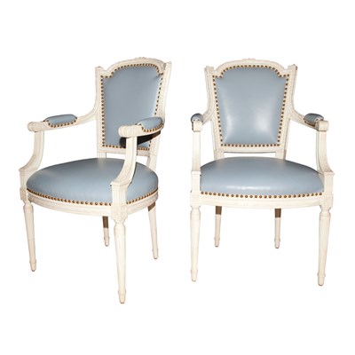 Lot 327 - Set of Ten Louis XVI Style White Painted...