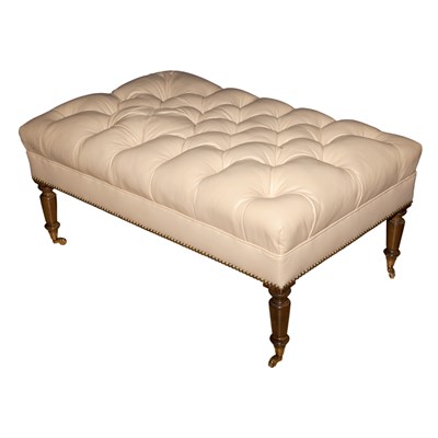Lot 269 - Leather Upholstered Bench Length 40 inches.