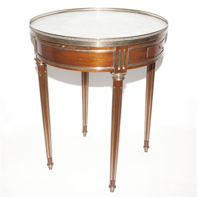 Lot 387 - Louis XVI Style Marble Top Mahogany Bouillotte...
