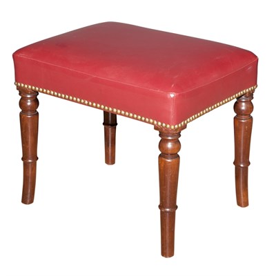 Lot 286 - Victorian Leather Upholstered Mahogany Stool...