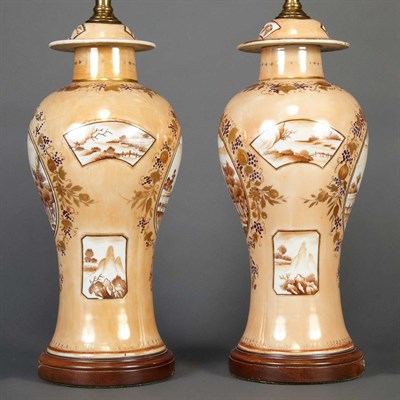 Lot 373 - Pair of Chinese Export Porcelain Covered Vases...