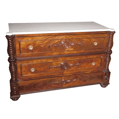Lot 489 - Continental Mahogany Marble Top Commode Height...