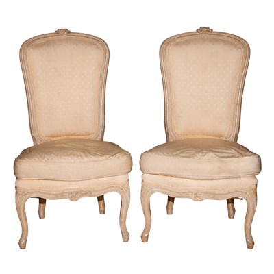 Lot 305 - Pair of Louis XV Style Painted Chauffeuses...