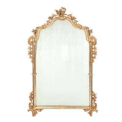 Lot 293 - Rococo Style Giltwood Mirror Of arched...